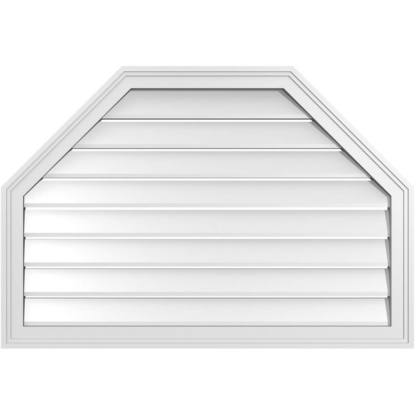 Ekena Millwork Octagonal Top Surface Mount PVC Gable Vent w/ 2"W x 1-1/2"P Brickmould Frame, 38"W x 26"H - GVPOT38X2602SF