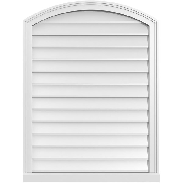 Ekena Millwork Arch Top Surface Mount PVC Gable Vent: Functional, w/ 2"W x 2"P Brickmould Sill Frame, 30"W x 40"H - GVPAR30X4003SF