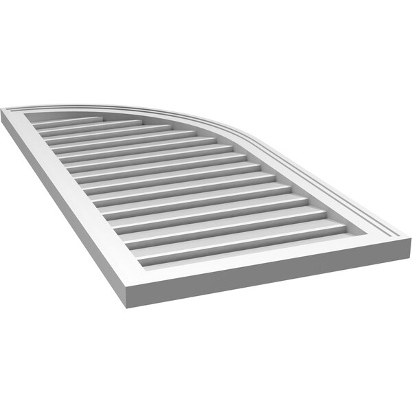 Ekena Millwork Quarter Round Top Right Surface Mount PVC Gable Vent w/ 2"W x 1-1/2"P Brickmould Frame, 20"W x 42"H - GVPQR20X4202SF