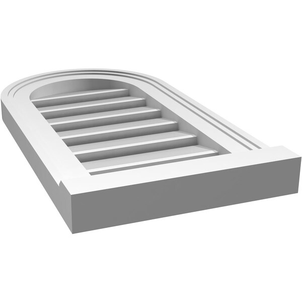 Ekena Millwork Round Top Surface Mount PVC Gable Vent: Functional, w/ 2"W x 2"P Brickmould Sill Frame, 12"W x 22"H - GVPRT12X2203SF