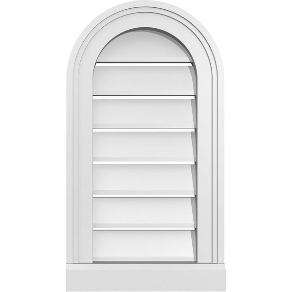 Ekena Millwork Round Top Surface Mount PVC Gable Vent: Functional, w/ 2"W x 2"P Brickmould Sill Frame, 12"W x 22"H - GVPRT12X2203SF