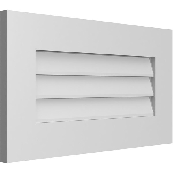 Ekena Millwork Vertical Surface Mount PVC Gable Vent: Non-Functional, w/ 3-1/2"W x 1"P Standard Frame, 26"W x 14"H - GVPVE26X1401SN