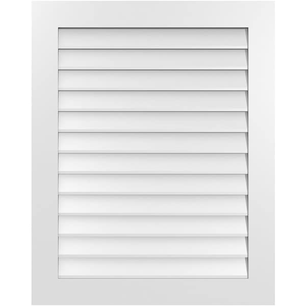 Ekena Millwork Vertical Surface Mount PVC Gable Vent: Non-Functional, w/3-1/2"W x 1"H, Standard Frame, 32"W x 40"H - GVPVE32X4001SN