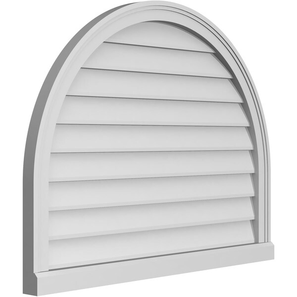 Ekena Millwork Round Top Surface Mount PVC Gable Vent w/ 2"W x 2"P Brickmould Sill Frame, 36"W x 28"H - GVPRT36X2803SN