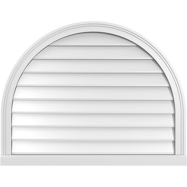 Ekena Millwork Round Top Surface Mount PVC Gable Vent w/ 2"W x 2"P Brickmould Sill Frame, 36"W x 28"H - GVPRT36X2803SN