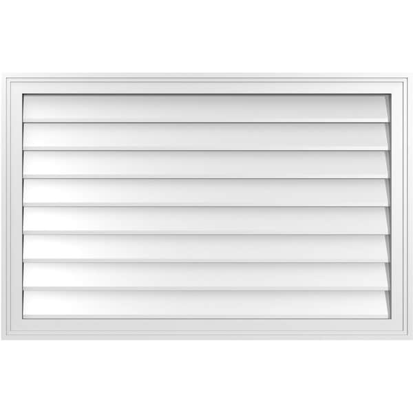 Ekena Millwork Vertical Surface Mount PVC Gable Vnt: Non-Functional, w/2"W x 1-1/2"H, Brickmould Frame, 40"W x 26"H - GVPVE40X2602SN