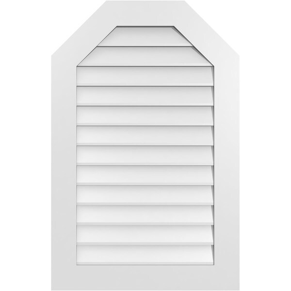 Ekena Millwork Octagonal Top Surface Mount PVC Gable Vent w/ 3-1/2"W x 1"P Standard Frame, 26"W x 40"H - GVPOT26X4001SN
