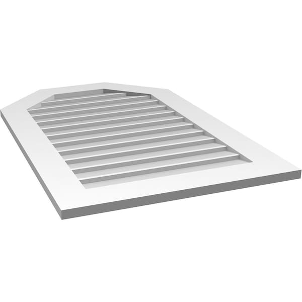 Ekena Millwork Octagonal Top Surface Mount PVC Gable Vent w/ 3-1/2"W x 1"P Standard Frame, 26"W x 40"H - GVPOT26X4001SN