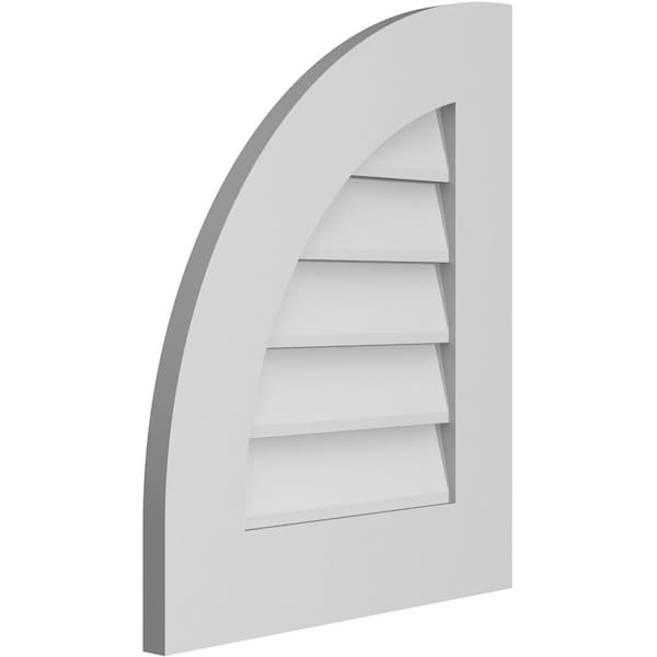 Ekena Millwork Quarter Round Top Left Surface Mount PVC Gable Vent w/ 3-1/2"W x 1"P Standard Frame, 18"W x 22"H - GVPQL18X2201SN