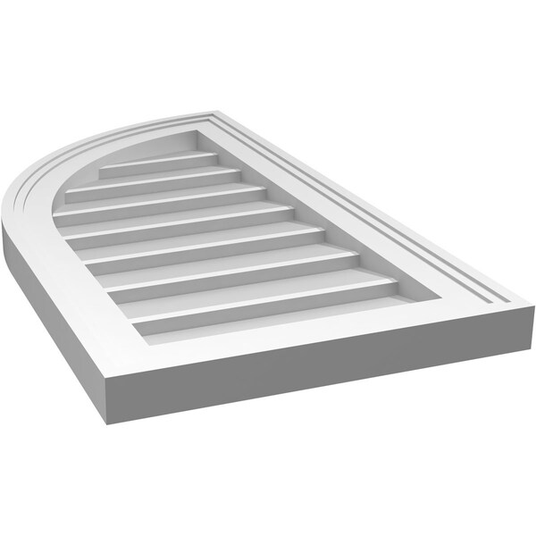 Ekena Millwork Quarter Round Top Left Surface Mount PVC Gable Vent w/ 2"W x 1-1/2"P Brickmould Frame, 14"W x 26"H - GVPQL14X2602SN