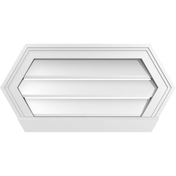 Ekena Millwork Half Round Surface Mount PVC Gable Vent: Functional, w/ 2"W x 2"P Brickmould Sill Frame, 24"W x 12"H - GVPHR24X1203SF