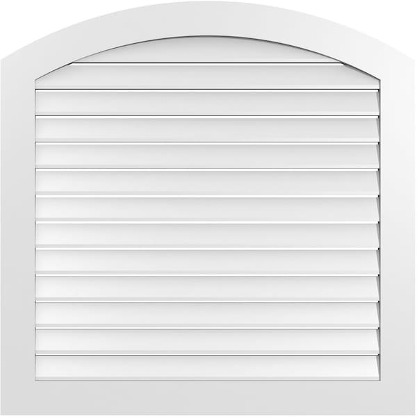 Ekena Millwork Arch Top Surface Mount PVC Gable Vent: Non-Functional, w/ 3-1/2"W x 1"P Standard Frame, 40"W x 42"H - GVPAR40X4201SN