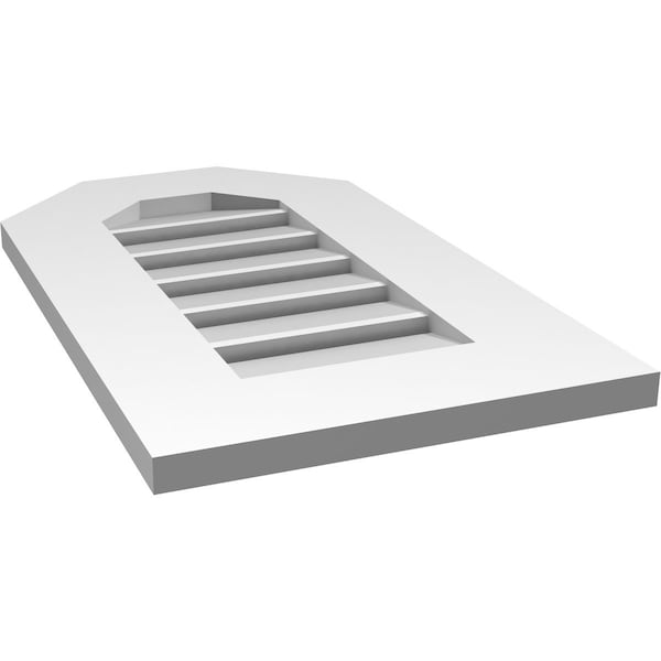 Ekena Millwork Octagonal Top Surface Mount PVC Gable Vent: Functional, w/ 3-1/2"W x 1"P Standard Frame, 14"W x 24"H - GVPOT14X2401SF