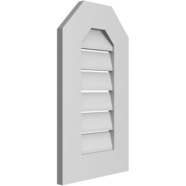 Ekena Millwork Octagonal Top Surface Mount PVC Gable Vent: Functional, w/ 3-1/2"W x 1"P Standard Frame, 14"W x 24"H - GVPOT14X2401SF