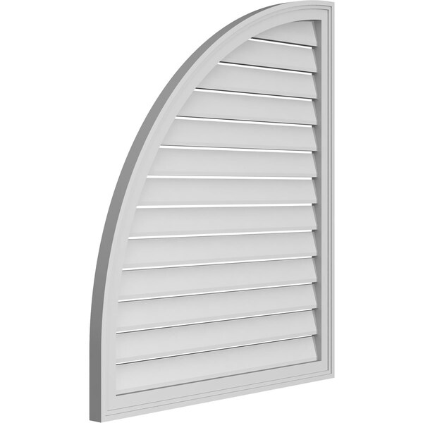 Ekena Millwork Quarter Round Top Left Surface Mount PVC Gable Vent w/ 2"W x 1-1/2"P Brickmould Frame, 34"W x 40"H - GVPQL34X4002SF