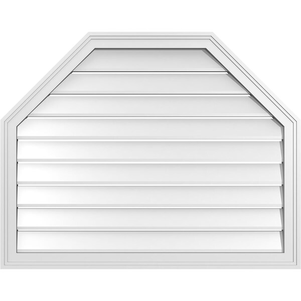 Ekena Millwork Octagonal Top Surface Mount PVC Gable Vent w/ 2"W x 1-1/2"P Brickmould Frame, 38"W x 30"H - GVPOT38X3002SF