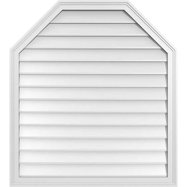 Ekena Millwork Octagonal Top Surface Mount PVC Gable Vent w/ 2"W x 1-1/2"P Brickmould Frame, 36"W x 40"H - GVPOT36X4002SN
