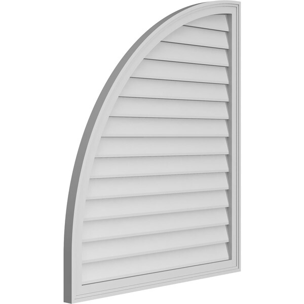 Ekena Millwork Quarter Round Top Left Surface Mount PVC Gable Vent w/ 2"W x 1-1/2"P Brickmould Frame, 36"W x 42"H - GVPQL36X4202SN