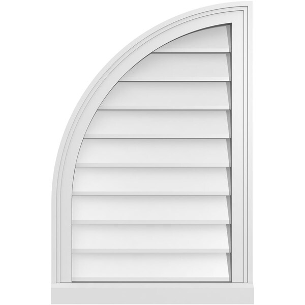 Ekena Millwork Quarter Round Top Left Surface Mount PVC Gable Vent w/ 2"W x 2"P Brickmould Sill Frame, 20"W x 30"H - GVPQL20X3003SN