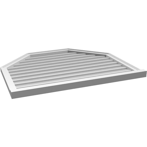 Ekena Millwork Octagonal Top Surface Mount PVC Gable Vent w/ 2"W x 2"P Brickmould Sill Frame, 42"W x 34"H - GVPOT42X3403SN