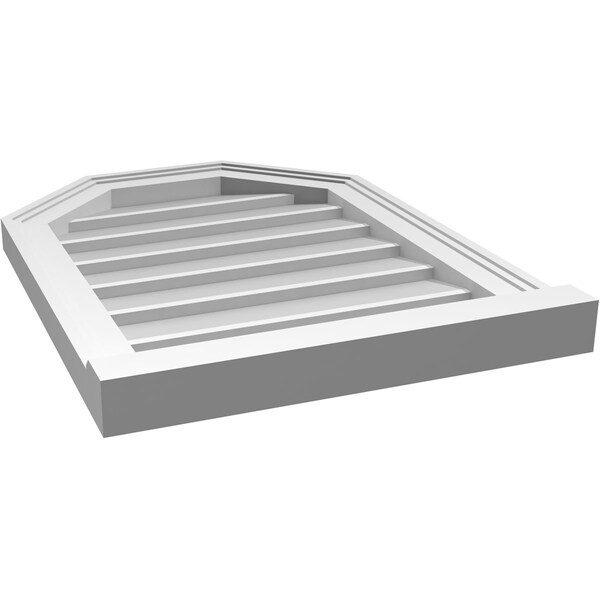 Ekena Millwork Octagonal Top Surface Mount PVC Gable Vent w/ 2"W x 2"P Brickmould Sill Frame, 18"W x 24"H - GVPOT18X2403SN