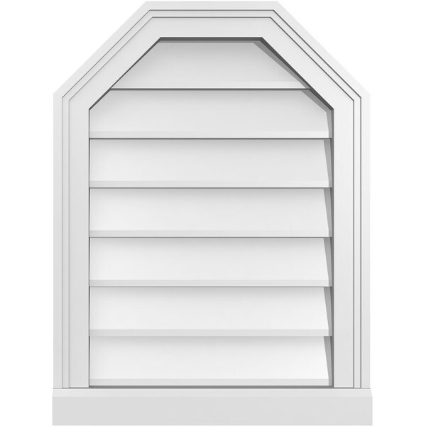 Ekena Millwork Octagonal Top Surface Mount PVC Gable Vent w/ 2"W x 2"P Brickmould Sill Frame, 18"W x 24"H - GVPOT18X2403SN