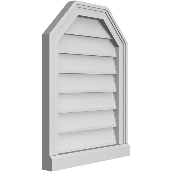 Ekena Millwork Octagonal Top Surface Mount PVC Gable Vent w/ 2"W x 2"P Brickmould Sill Frame, 18"W x 24"H - GVPOT18X2403SN