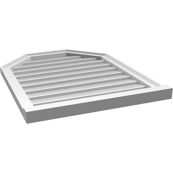 Ekena Millwork Octagonal Top Surface Mount PVC Gable Vent w/ 2"W x 2"P Brickmould Sill Frame, 26"W x 32"H - GVPOT26X3203SN