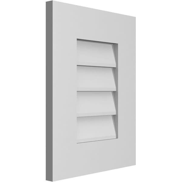 Ekena Millwork Vertical Surface Mount PVC Gable Vent: Non-Functional, w/ 3-1/2"W x 1"P Standard Frame, 14"W x 18"H - GVPVE14X1801SN