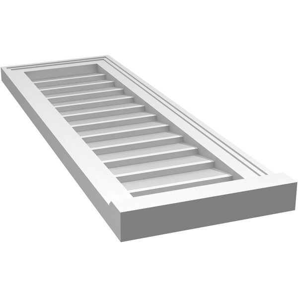 Ekena Millwork Vertical Surface Mount PVC Gable Vent w/ 2"W x 2"H , Brickmould Sill Frame, 12"W x 36"H - GVPVE12X3603SN