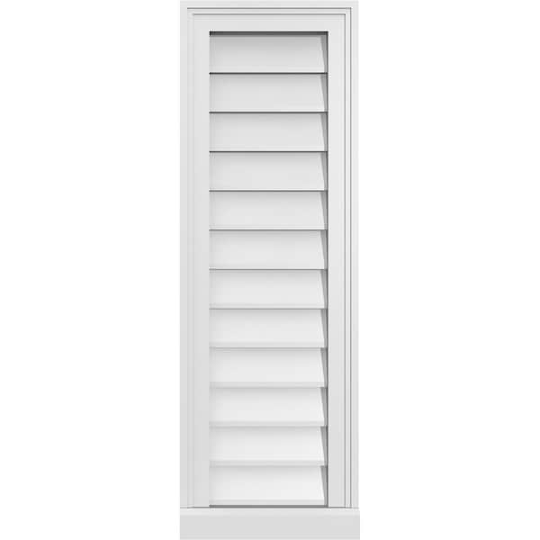 Ekena Millwork Vertical Surface Mount PVC Gable Vent w/ 2"W x 2"H , Brickmould Sill Frame, 12"W x 36"H - GVPVE12X3603SN