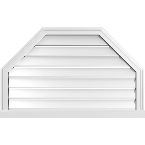 Ekena Millwork Octagonal Top Surface Mount PVC Gable Vent w/ 2"W x 2"P Brickmould Sill Frame, 38"W x 24"H - GVPOT38X2403SF