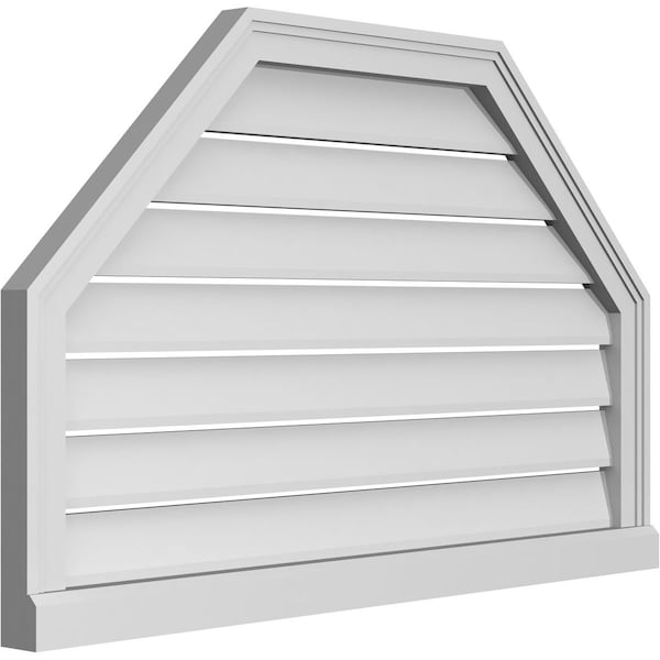Ekena Millwork Octagonal Top Surface Mount PVC Gable Vent w/ 2"W x 2"P Brickmould Sill Frame, 38"W x 24"H - GVPOT38X2403SF