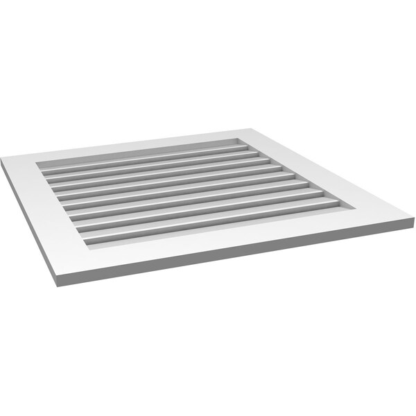 Ekena Millwork Vertical Surface Mount PVC Gable Vent: Functional, w/ 3-1/2"W x 1"P Standard Frame, 32"W x 32"H - GVPVE32X3201SF