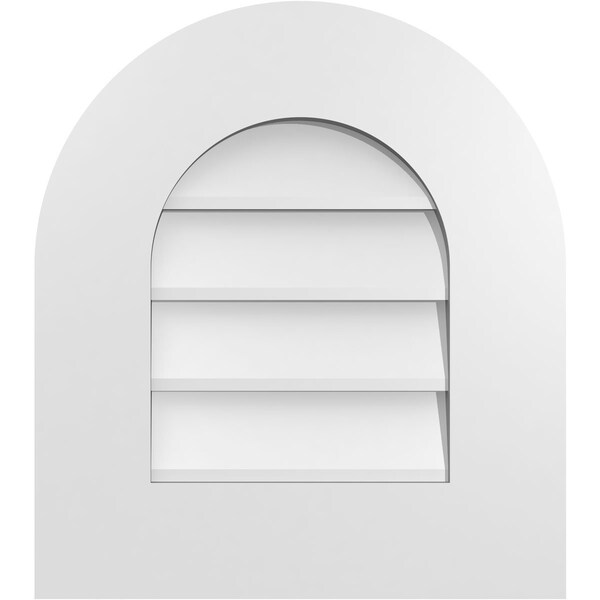 Ekena Millwork Round Top Surface Mount PVC Gable Vent: Non-Functional, w/ 3-1/2"W x 1"P Standard Frame, 16"W x 18"H - GVPRT16X1801SN