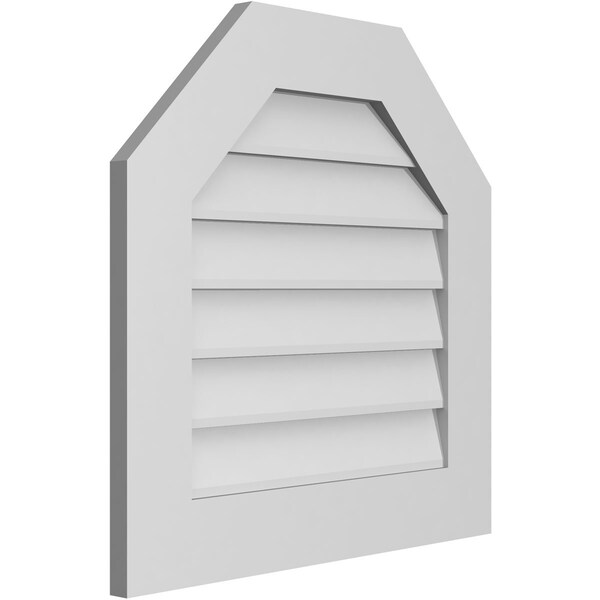 Ekena Millwork Octagonal Top Surface Mount PVC Gable Vent w/ 3-1/2"W x 1"P Standard Frame, 24"W x 24"H - GVPOT24X2401SN