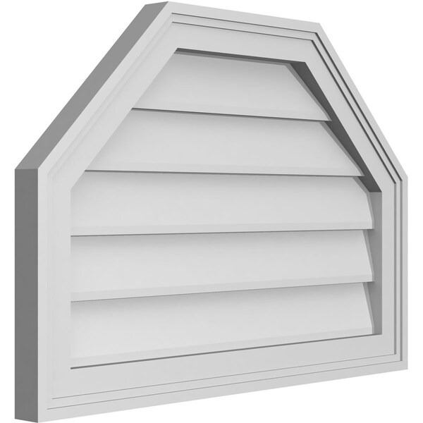 Ekena Millwork Octagonal Top Surface Mount PVC Gable Vent w/ 2"W x 1-1/2"P Brickmould Frame, 26"W x 18"H - GVPOT26X1802SN