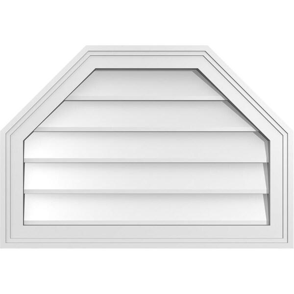 Ekena Millwork Octagonal Top Surface Mount PVC Gable Vent w/ 2"W x 1-1/2"P Brickmould Frame, 26"W x 18"H - GVPOT26X1802SN