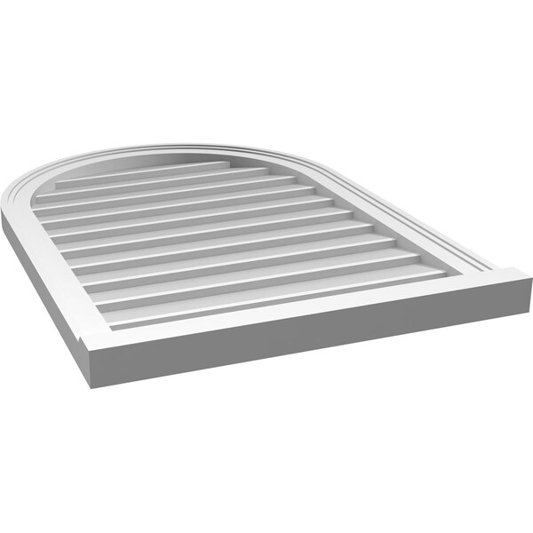 Ekena Millwork Round Top Surface Mount PVC Gable Vent w/ 2"W x 2"P Brickmould Sill Frame, 24"W x 34"H - GVPRT24X3403SN