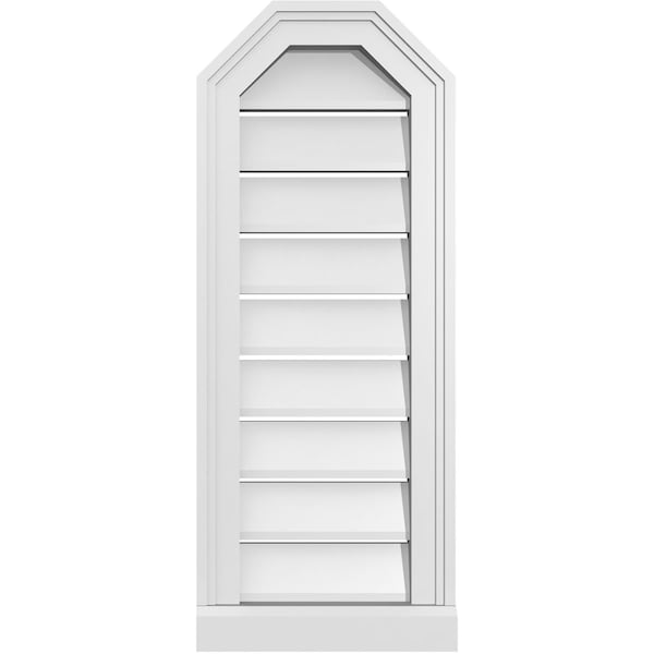 Ekena Millwork Octagonal Top Surface Mount PVC Gable Vent w/ 2"W x 2"P Brickmould Sill Frame, 12"W x 30"H - GVPOT12X3003SF