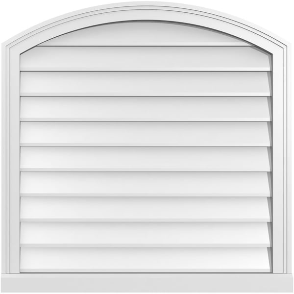 Ekena Millwork Arch Top Surface Mount PVC Gable Vent: Functional, w/ 2"W x 2"P Brickmould Sill Frame, 32"W x 32"H - GVPAR32X3203SF