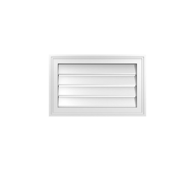 Ekena Millwork Vertical Surface Mount PVC Gable Vent: Functional, w/ 2"W x 1-1/2"P Brickmould Frame, 22"W x 14"H - GVPVE22X1402SF