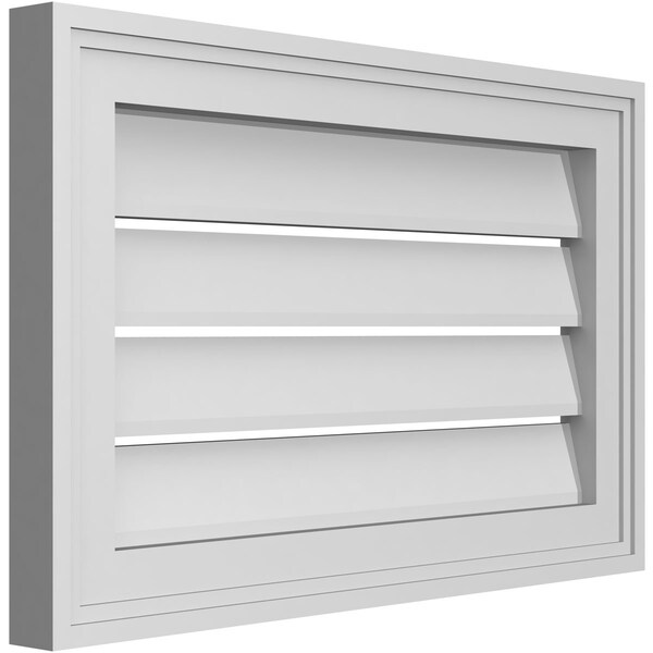 Ekena Millwork Vertical Surface Mount PVC Gable Vent: Functional, w/ 2"W x 1-1/2"P Brickmould Frame, 22"W x 14"H - GVPVE22X1402SF