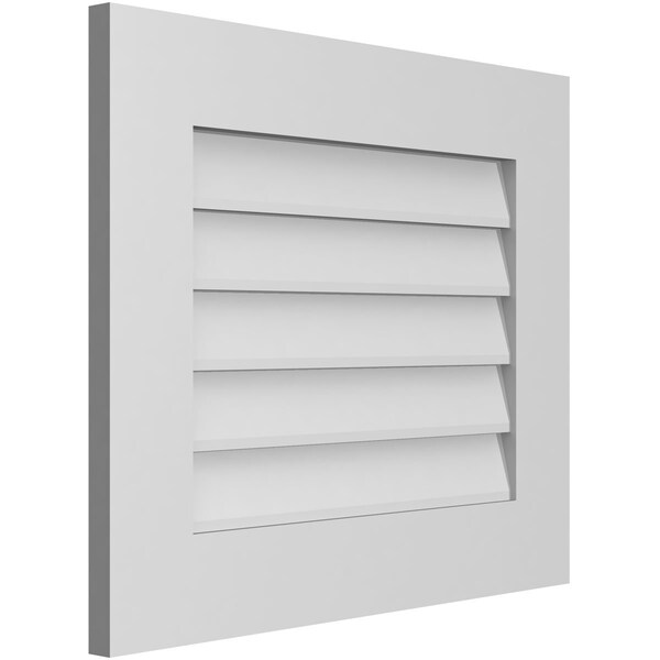Ekena Millwork Vertical Surface Mount PVC Gable Vent: Non-Functional, w/ 3-1/2"W x 1"P Standard Frame, 24"W x 20"H - GVPVE24X2001SN