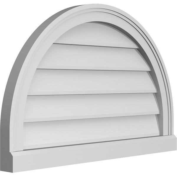 Ekena Millwork Round Top Surface Mount PVC Gable Vent w/ 2"W x 2"P Brickmould Sill Frame, 28"W x 18"H - GVPRT28X1803SN