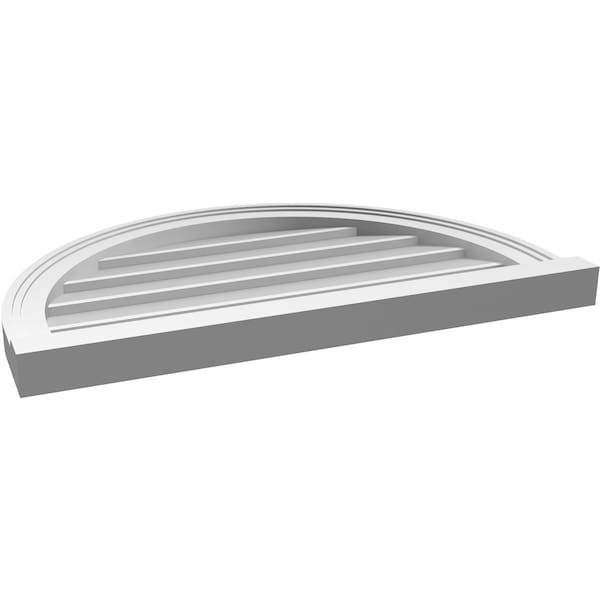 Ekena Millwork Round Top Surface Mount PVC Gable Vent w/ 2"W x 2"P Brickmould Sill Frame, 28"W x 18"H - GVPRT28X1803SN