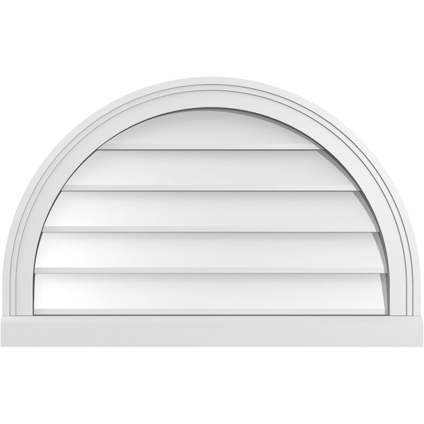 Ekena Millwork Round Top Surface Mount PVC Gable Vent w/ 2"W x 2"P Brickmould Sill Frame, 28"W x 18"H - GVPRT28X1803SN