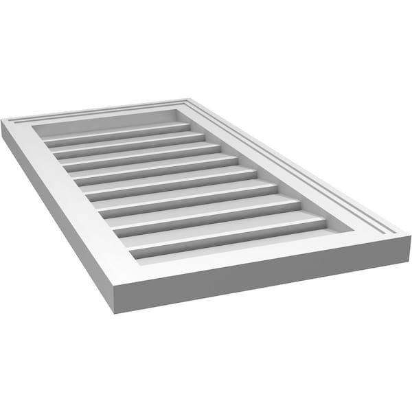 Ekena Millwork Vertical Surface Mount PVC Gable Vent: Functional, w/ 2"W x 1-1/2"P Brickmould Frame, 16"W x 30"H - GVPVE16X3002SF