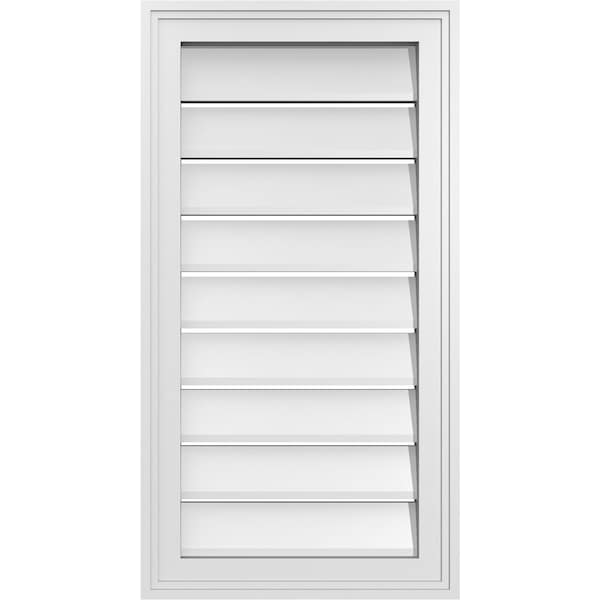 Ekena Millwork Vertical Surface Mount PVC Gable Vent: Functional, w/ 2"W x 1-1/2"P Brickmould Frame, 16"W x 30"H - GVPVE16X3002SF