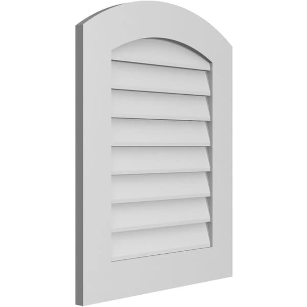 Ekena Millwork Arch Top Surface Mount PVC Gable Vent: Functional, w/ 3-1/2"W x 1"P Standard Frame, 22"W x 28"H - GVPAR22X2801SF